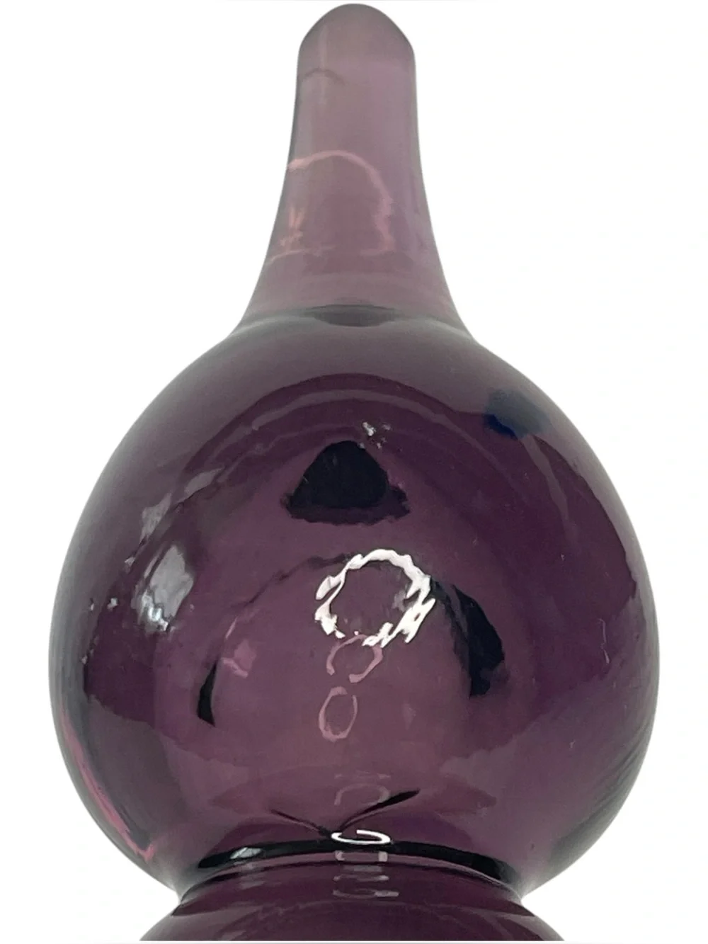 Vintage Empoli Style Amethyst Purple Glass Genie Decanter Stopper 15” MCM Italy